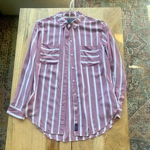 NWOT Abercrombie pink stripped button up shirt size S